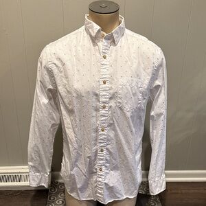 E Tre Vero Men Large White Textured Button-Down Shirt Business Casual Office